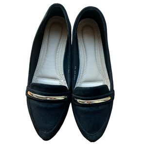 NIB Black Gold Metal Women’s Loafers Flat Shoes Sz 9 (EUR 40)